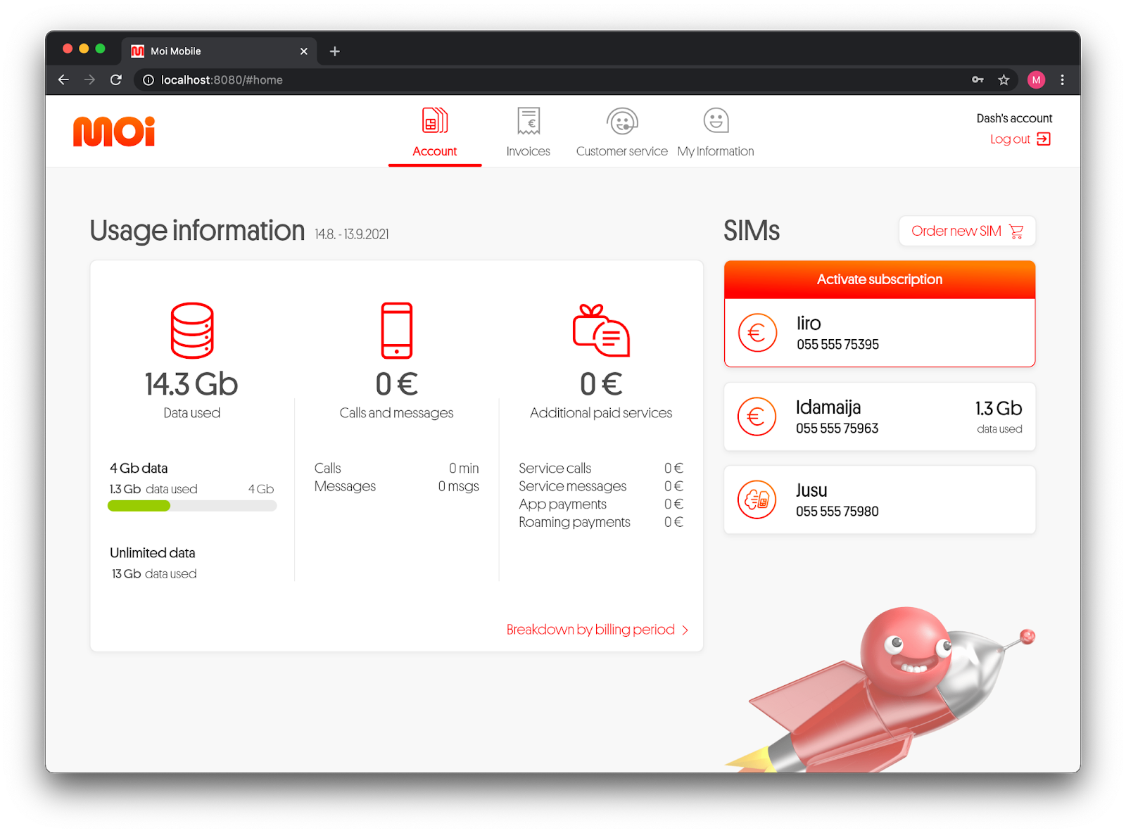 [Moi Mobiili](https://www.moi.fi/), a modern Mobile Virtual Network Operator striving for operational excellence through digitalization, chose Flutter to build their Mun Moi Account manager app and recently launched their web app.