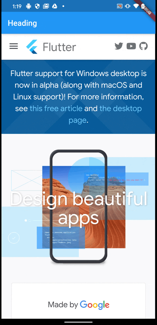 webview_flutter plugin hosting flutter.dev