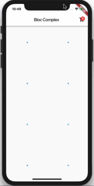 You can see how, in this version of the sample, the products are loaded in batches, and the `ProductSquare`s show whether the product is in the cart (by underlining the product name, for simplicity).