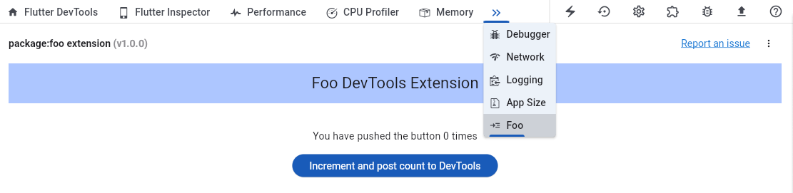 Example DevTools extension for package:foo