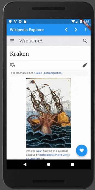 A Wikipedia-exploring app written in Flutter using WebViews. You can favorite pages and save them for later viewing