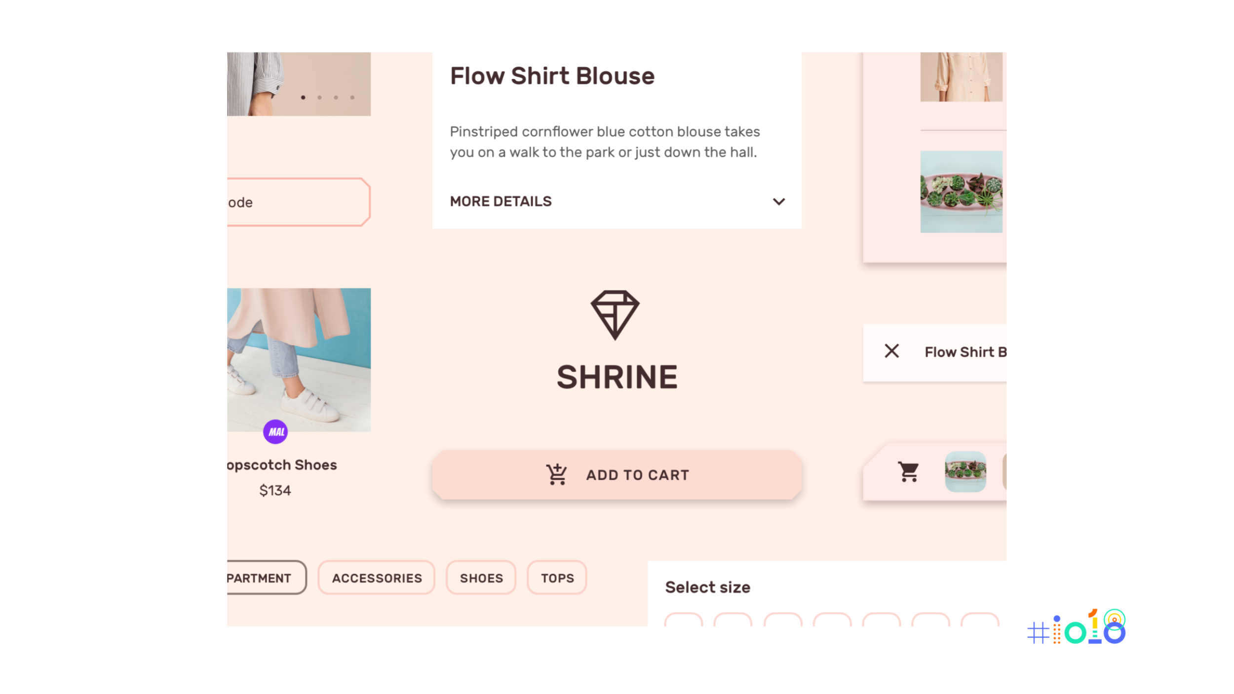 UI elements from the ‘Shrine brand-specific design’ using Material Theming and Material Components