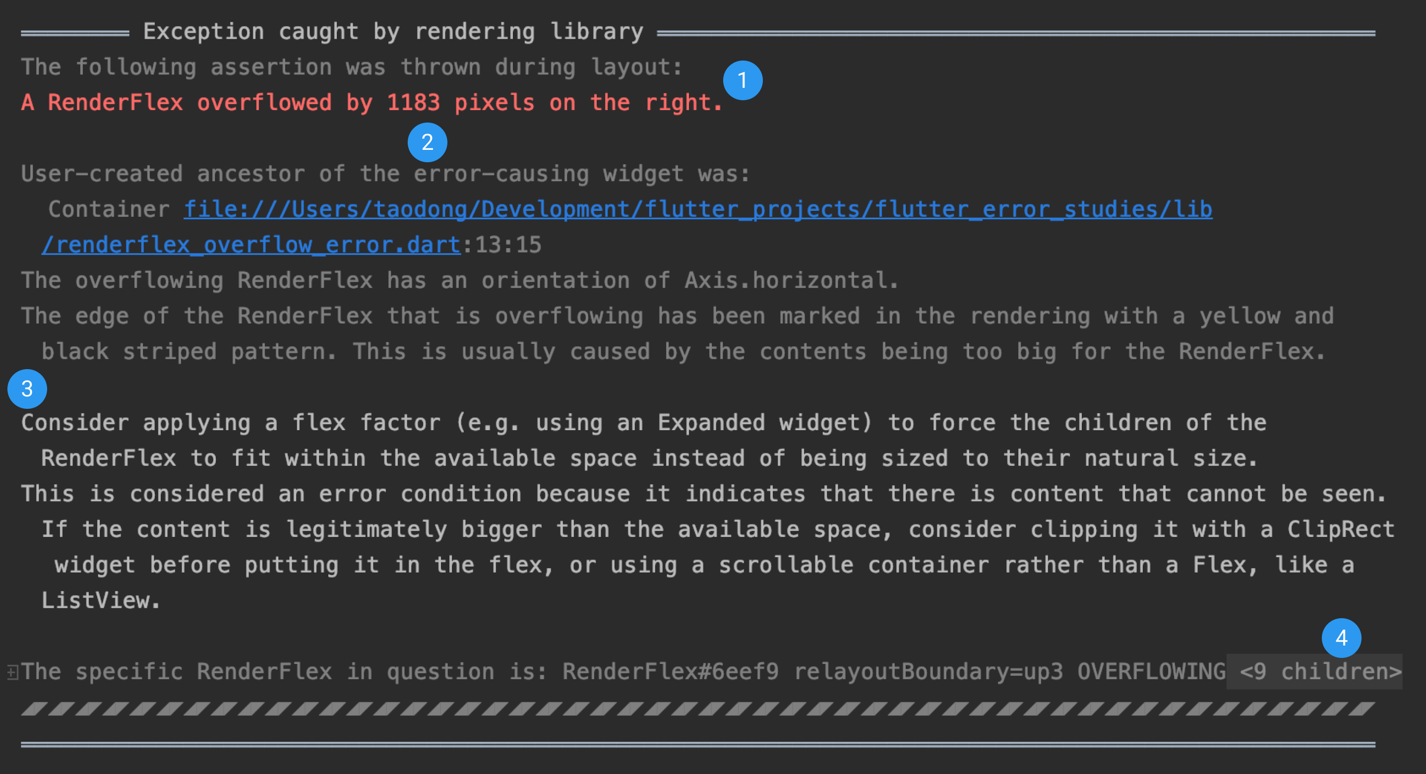 An example of the new structured error message