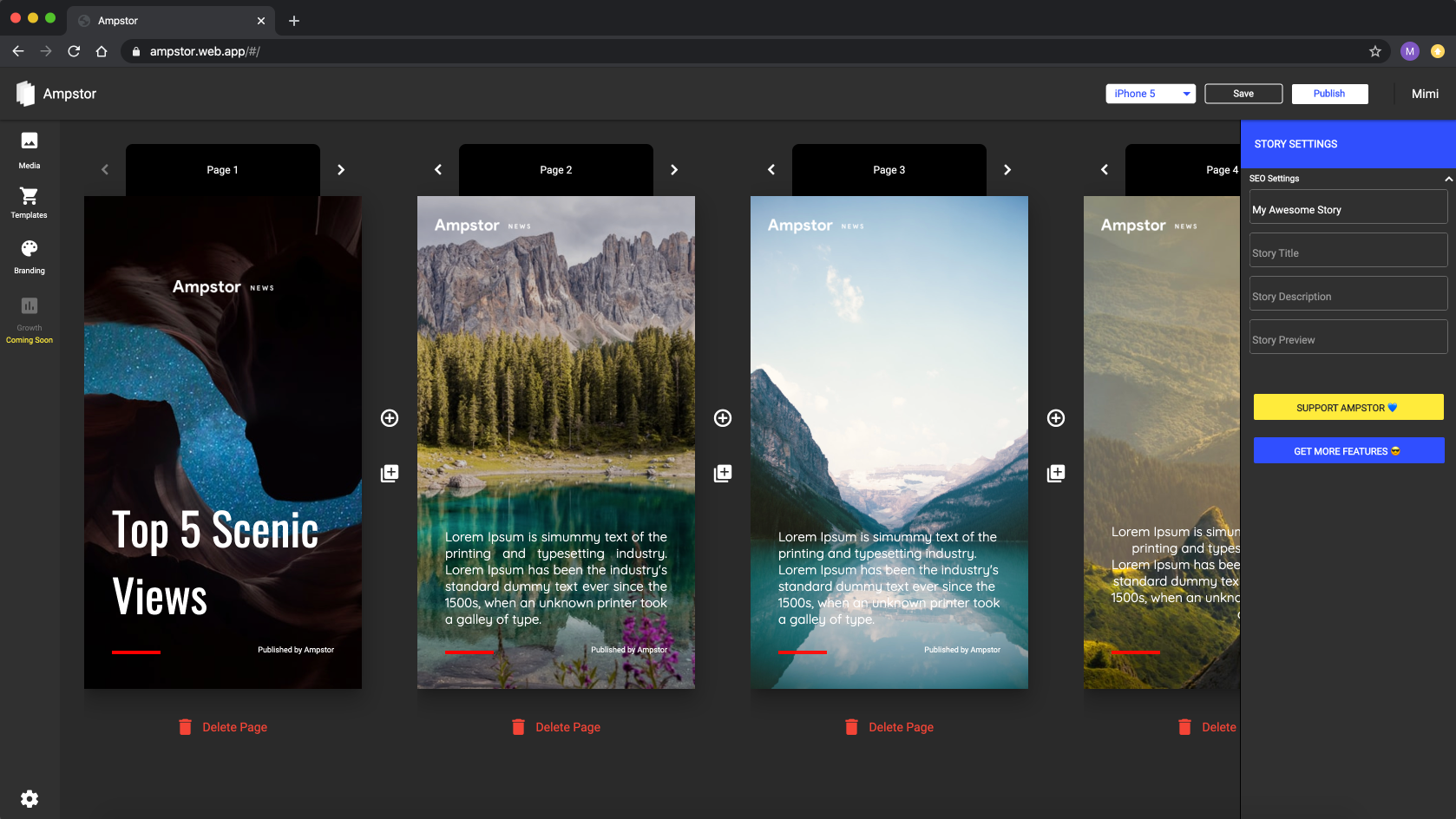 [Ampstor](https://ampstor.app/): a no-code tool for building better storytelling web pages, built with Flutter’s web support.