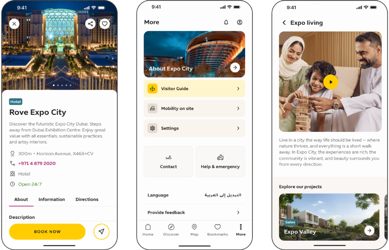 Event calendar in the Expo City Dubai app