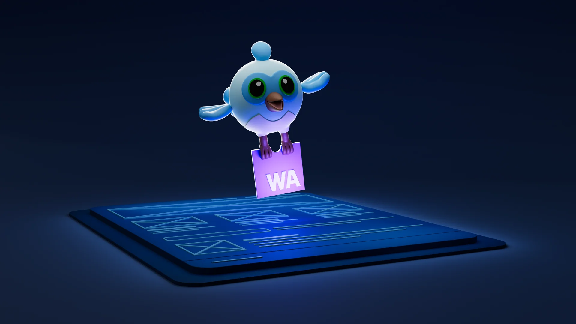 Dash celebrating Try Flutter Web with WebAssembly Week