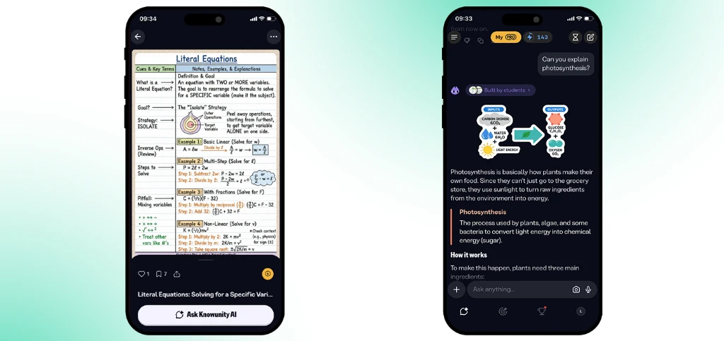 Knowunity AI study notes and AI companion chat
