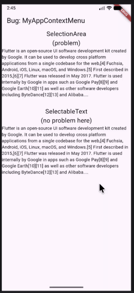 Selection handles correctly placed